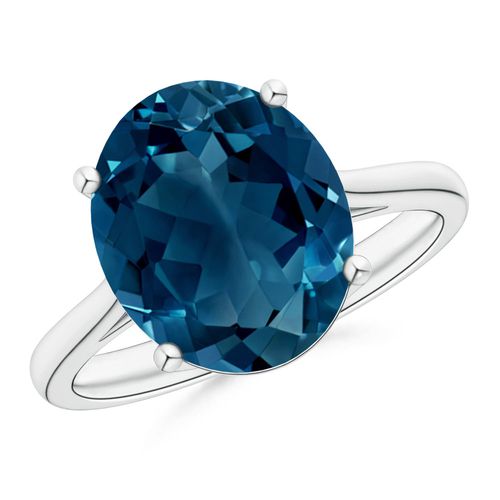 Angara 5.6 Carats Oval Solitaire London Blue Topaz Cocktail Ring in Platinum