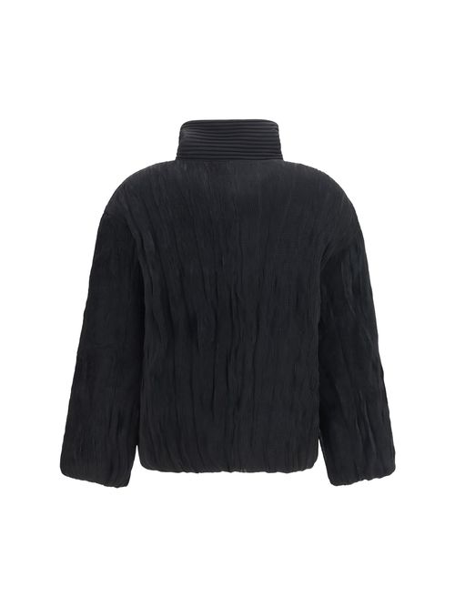 Striped Velvet-Effect Polyester Jacket — Black