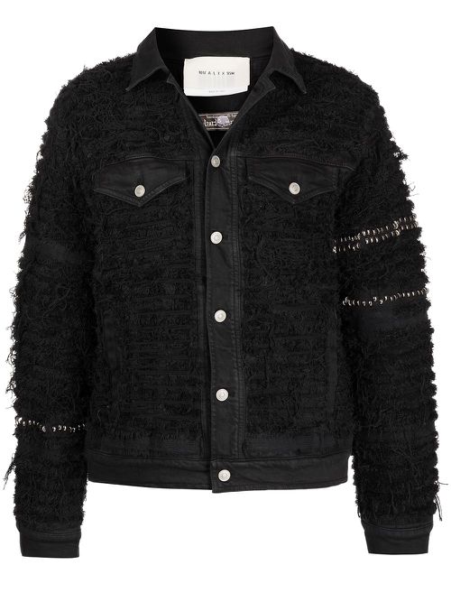 Stud-embellished denim jacket - Black