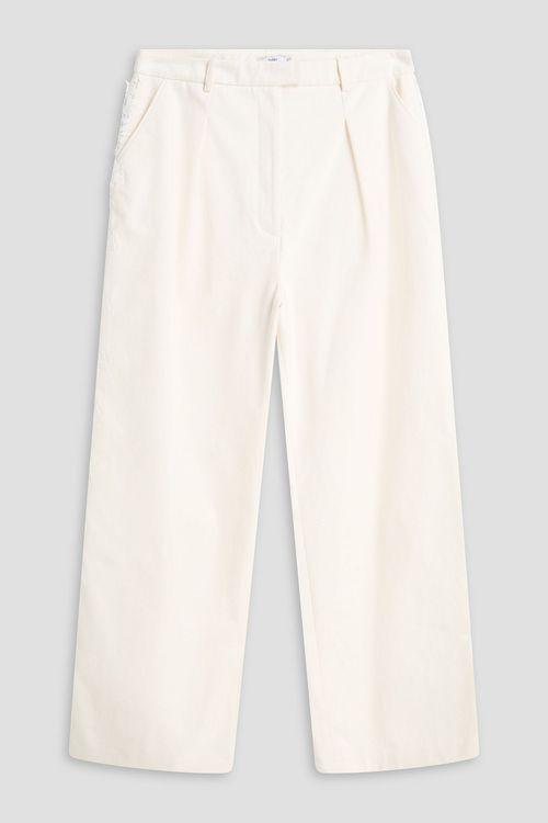 Guipure lace cotton-gabardine wide-leg pants