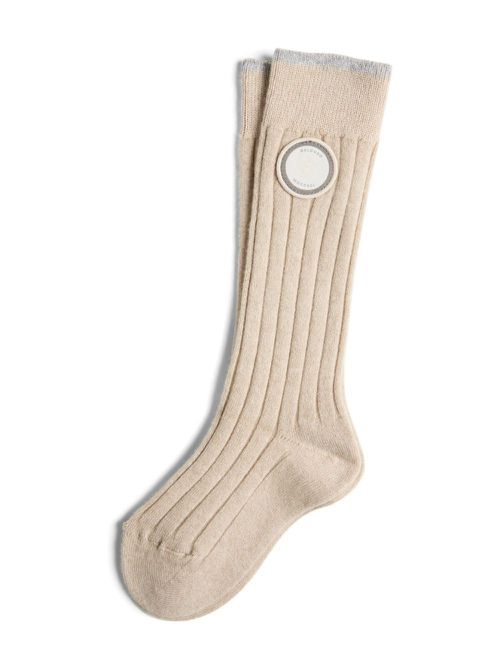 Cashmere rib-knit socks - Neutrals