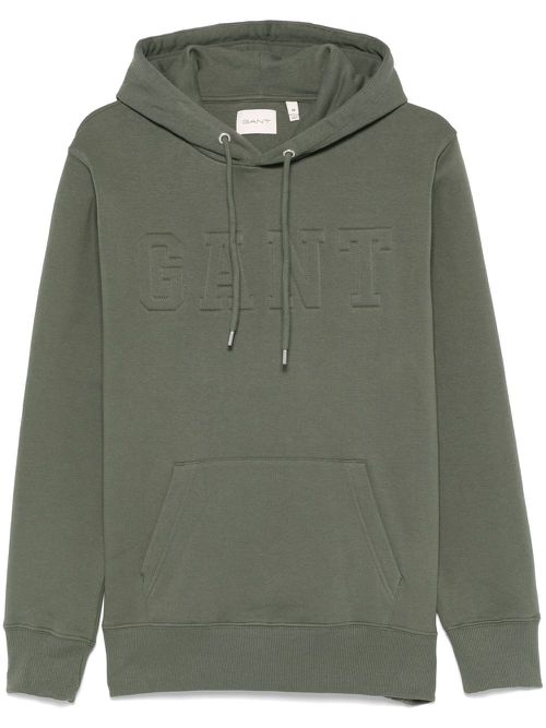 Embossed-logo hoodie - Green
