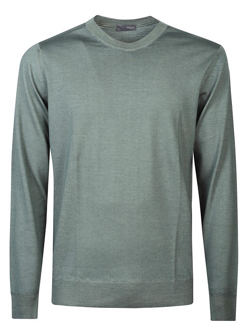 Round Neck Long Sleeve Sweater with Ribbed Hem and Cuffs