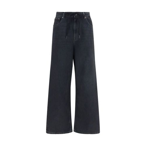 Drawstring Denim Jeans — Black