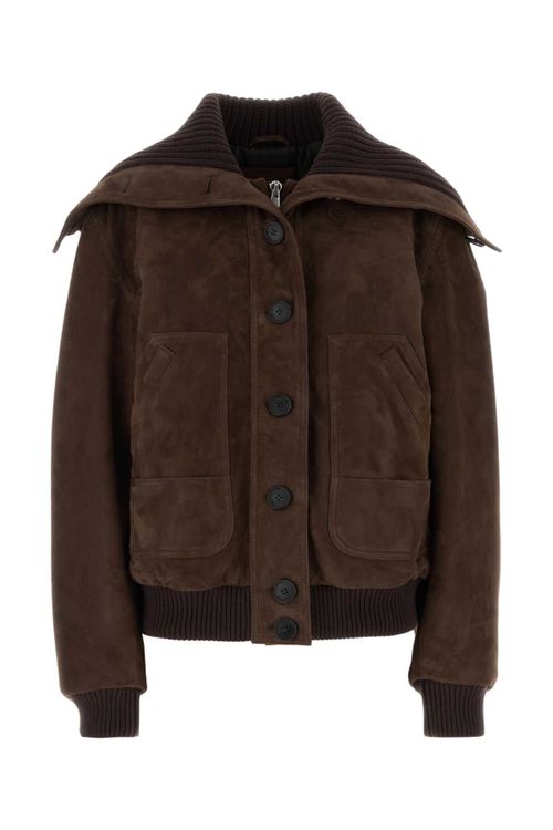 Suede Bomber Jacket — Brown