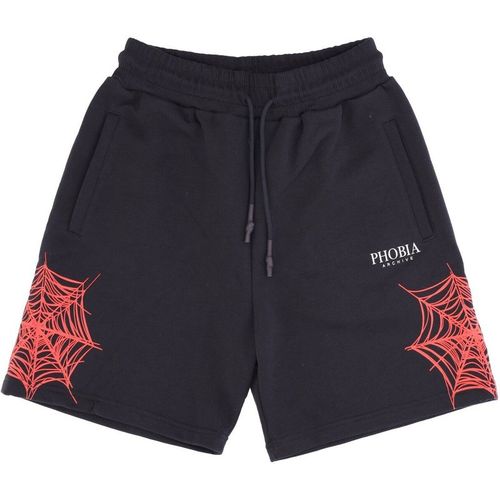 Men's Tracksuit Shorts Cobweb Print Shorts Black/red