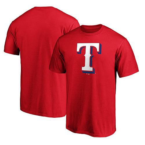 Men's Red Texas Rangers Secondary Color Primary Logo 2 T-Shirt - Size Small