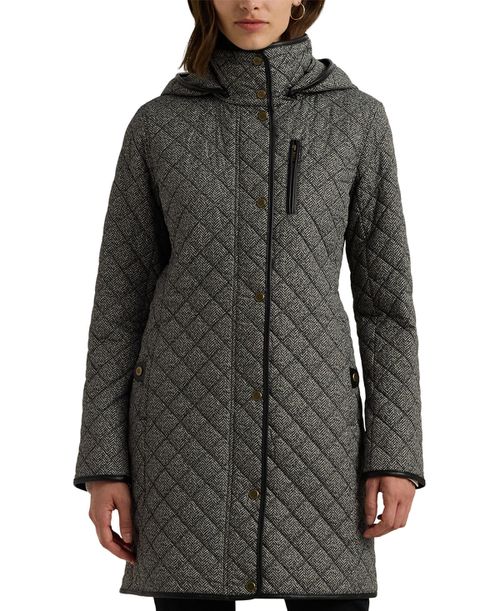 Women's Quilted Coat - Black/Cream