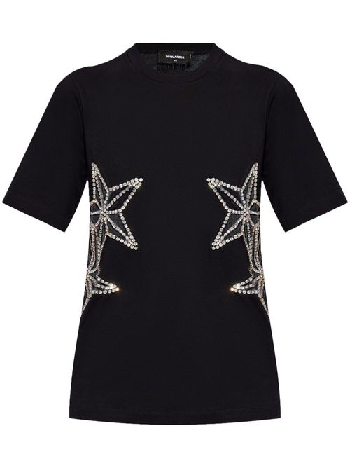 Crystal-embellished cotton T-shirt - Black