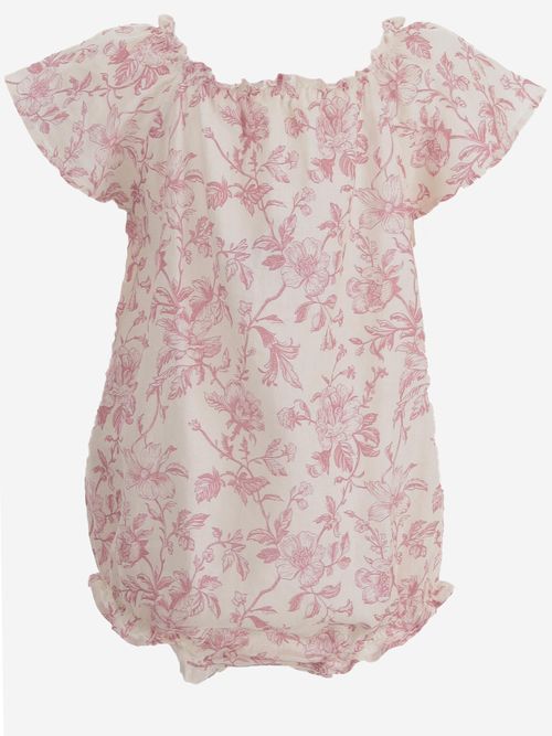Floral Linen Romper — pink