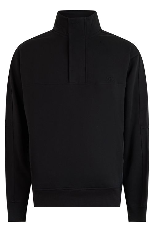 Zip-Up Cotton Sweatshirt — Black