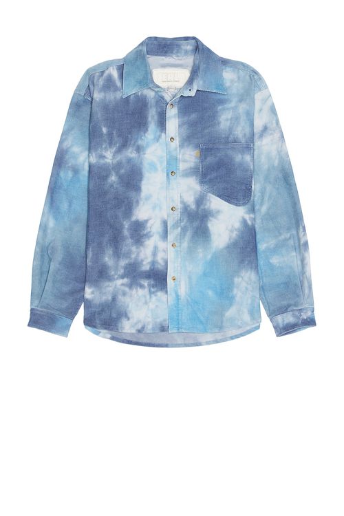 ERL Tie-Dye Corduroy Overshirt in Blue - Baby Blue.  XL also in L