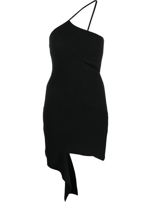 Asymmetric bodycon mini dress - Black