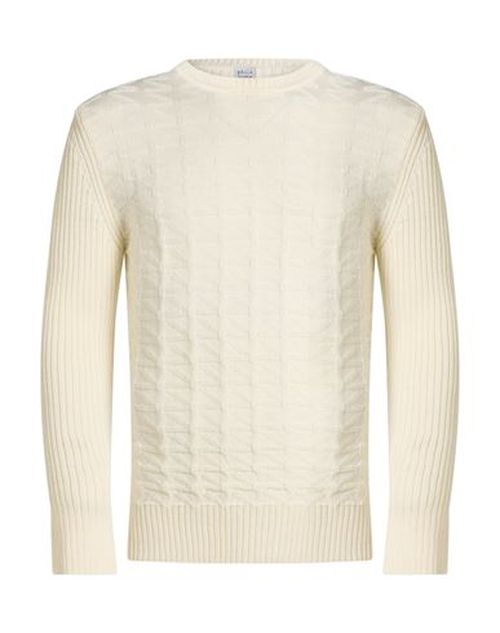 Man Sweater Cream Size S Merino Wool, Acrylic