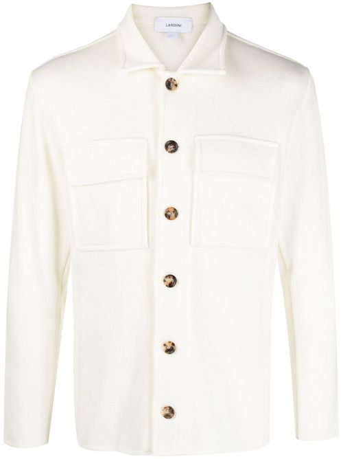Spread-collar wool shirt jacket - Neutrals
