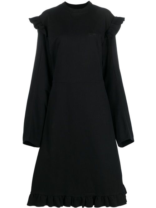 Ruffle-detail midi dress - Black