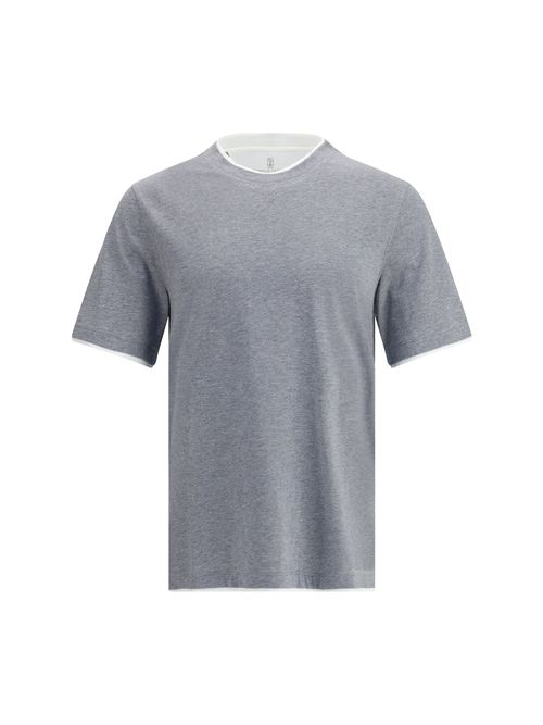 Two-Tone Cotton T-Shirt — Gray