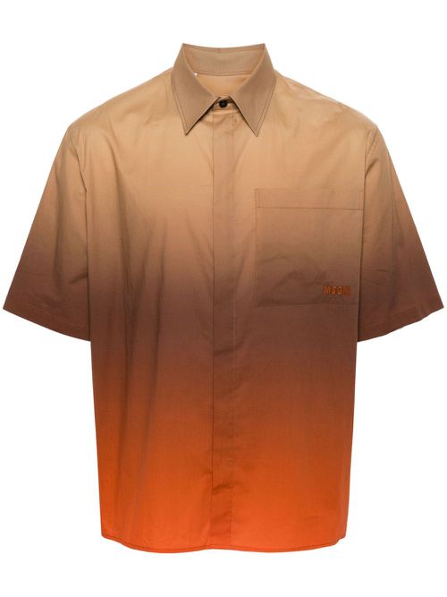 Logo-embroidered cotton shirt - Neutrals