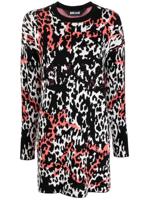 Jacquard leopard-print minidress - Black