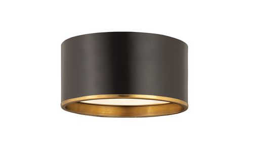 Arlo 2-Light Flush Mount Ceiling Light In Matte Black With Rubbed Bra
