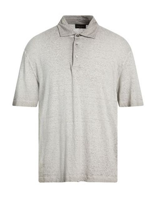 Man Polo shirt Grey Size 44 Linen, Elastane
