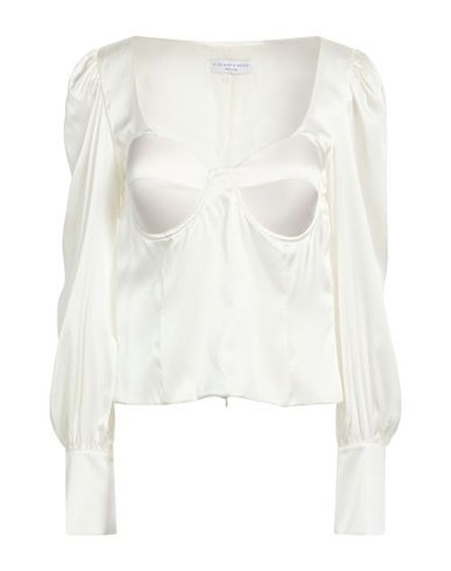 Woman Top Cream Size XL Silk, Elastane