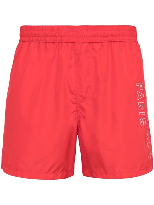 Metallic-logo swim shorts - Red