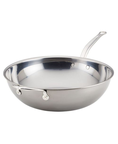 "NanoBond Titanium Stainless Steel 14"" Chefs Pan with Helper Handle - Stainless Steel"