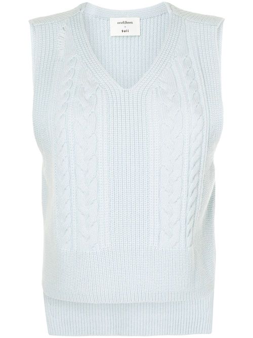 X Beyond The Radar cable knit vest - Blue
