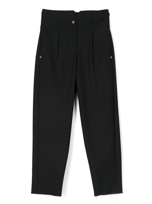 Floral-button trousers - Black