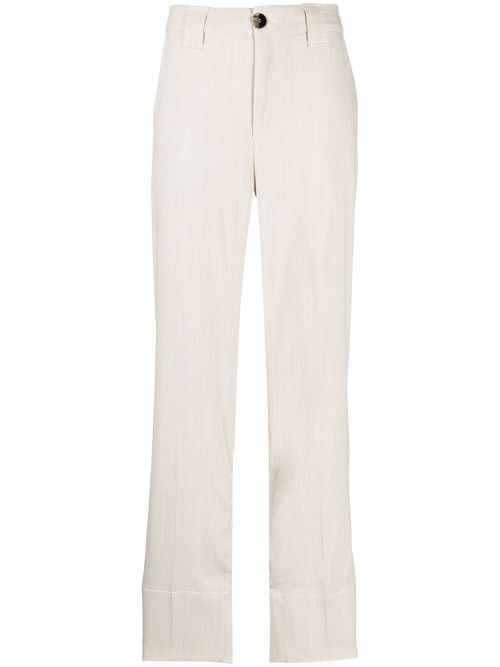 High-waisted straight-leg trousers - Neutrals