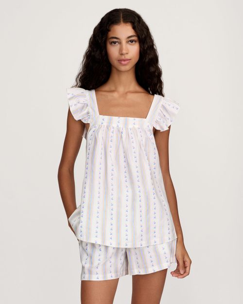 Women's Twill Clara Short Set in Cottage Stripe