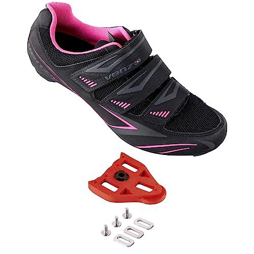Venzo Bike Bicycle Women's Ladies Cycling Riding Shoes - Compatible with Peloton, for for Shimano SPD & Look ARC Delta - Perfect for Indoor Exercise Bikes & Road Racing - with Look Delta Cleats