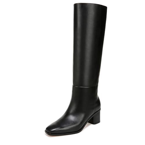 Vince Womens Gerrie Knee High Block Heel Boot Knee High Boot Milk White Leather