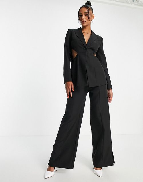 Wide leg suit trousers in black