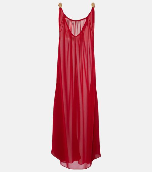 Holiday open-back chiffon maxi dress