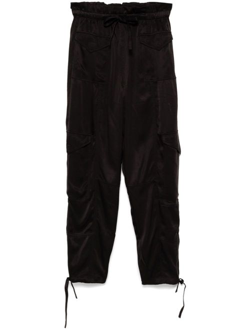Washed satin trousers - Black