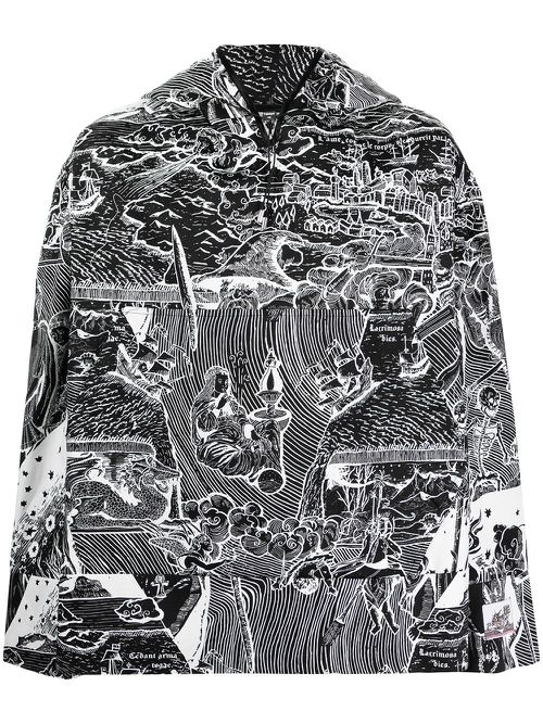 Drawing print hoodie - Black