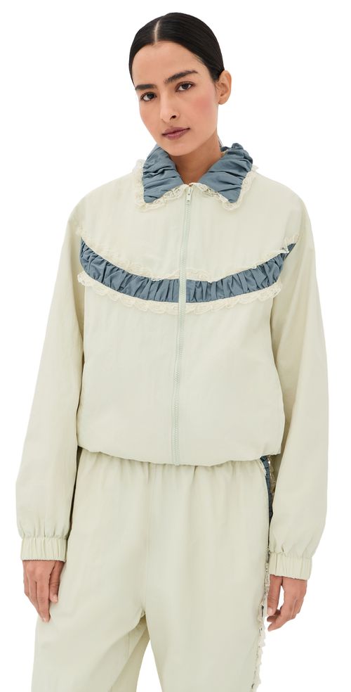 Kennedy Ruched Stripe Track Jacket Ivory/Blue