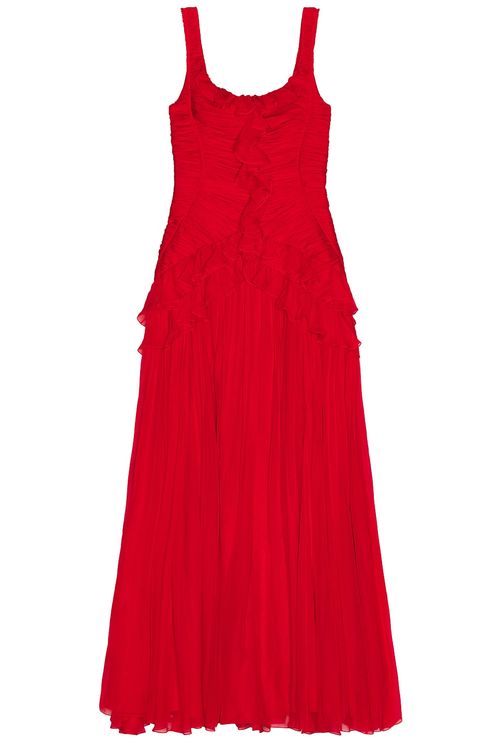 Carolina Herrera Gathered Bodice Gown in Red