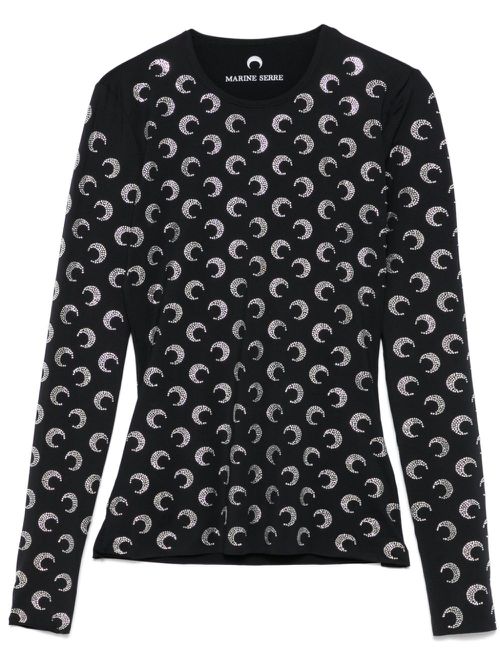 Moon rhinestone-embellished top - Black