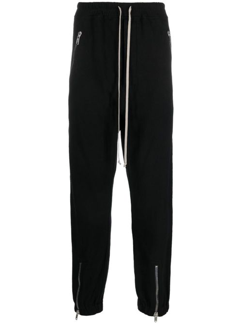 Drop-crotch drawstring tapered trousers - Black