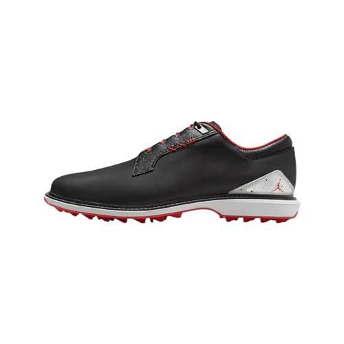 Jordan ADG 5 Golf Shoes (FQ6642-001, Black/Metallic Silver/Blue Tint/Fire Red)