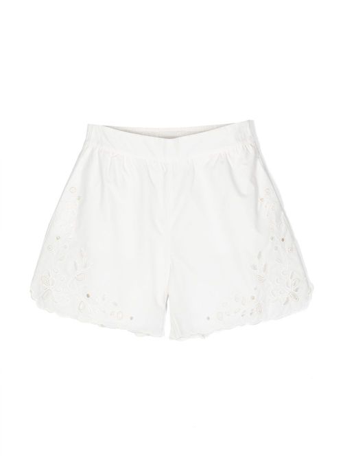Broderie-anglaise poplin shorts - White