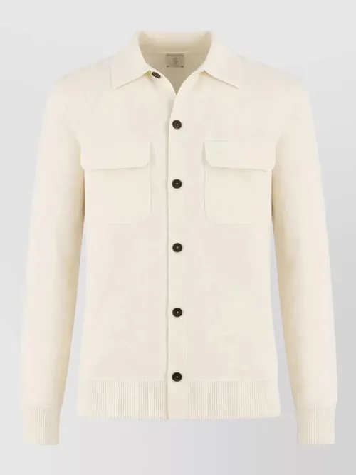Eleventy - knit shirt chest pockets ribbed tri