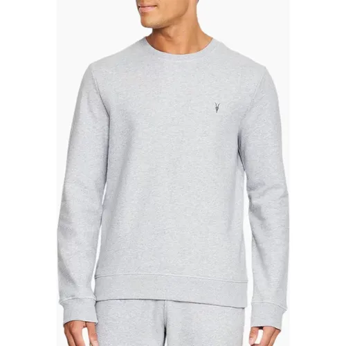 Allsaints Men's ALL SAINTS Mens Pullover Jumper Crew Neck Cotton Sweater Long Sleeve Ribbed Tops - Grey