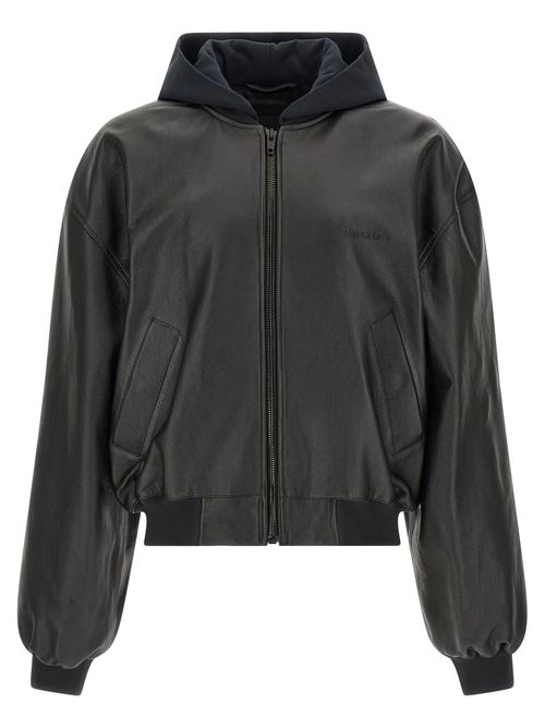Lamb Leather Bomber Jacket — Black