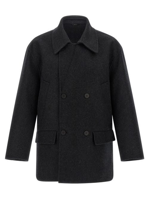 Virgin Wool Double-Breasted Coat — Gray