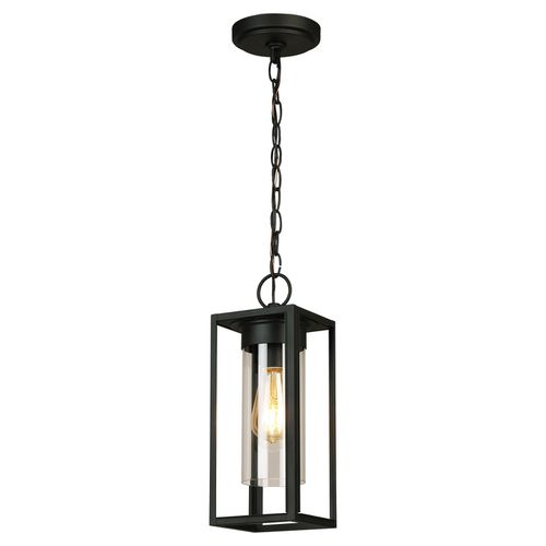Matte Black One Light Outdoor Pendant from the Walker Hill Collection