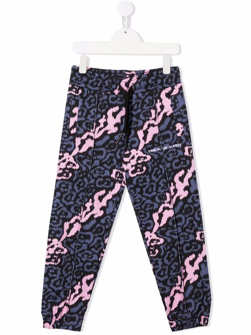 Leopard-print track pants - Black